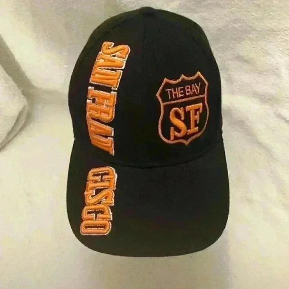 San Francisco baseball Cap Orange and Black Embroidered Adjustable - Picture 3 of 7